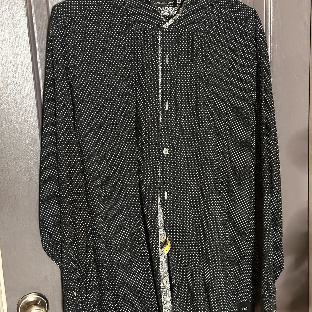 Men's Black and White Polka Dot Shirt Jacket